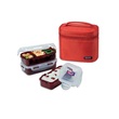 HPL754DR Lock & Lock Lunch Box 3P Set Bag & Spoon  Fork Set (Red)