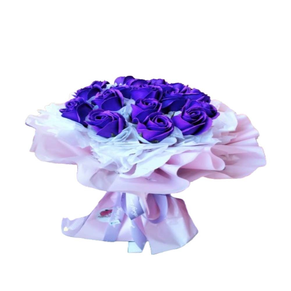 Floral District Hard Blue Artificial Rose Bouquet