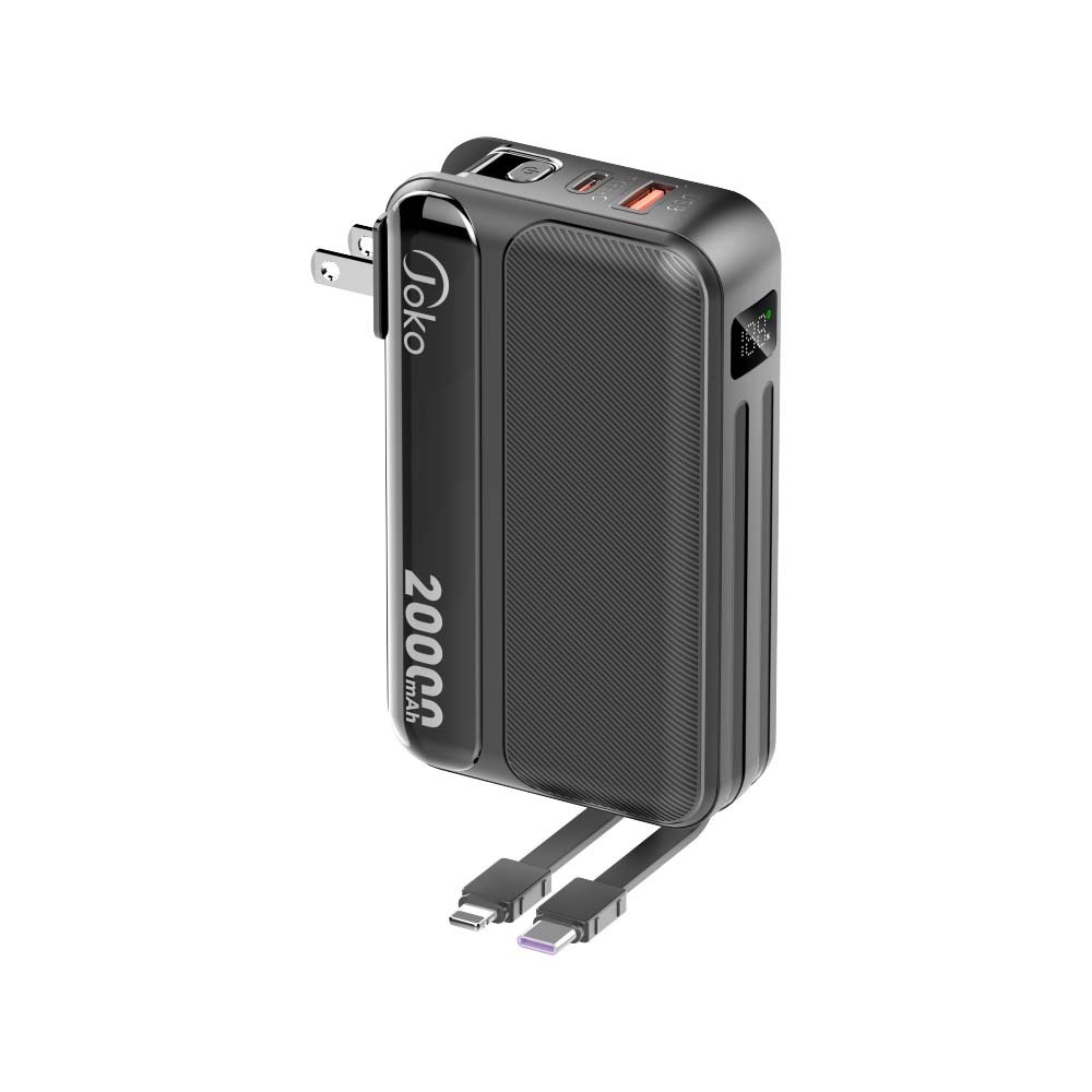 Konfulon J-37 (20000mAh Fast Charging 22.5W Built-in Cable Power Bank) Black