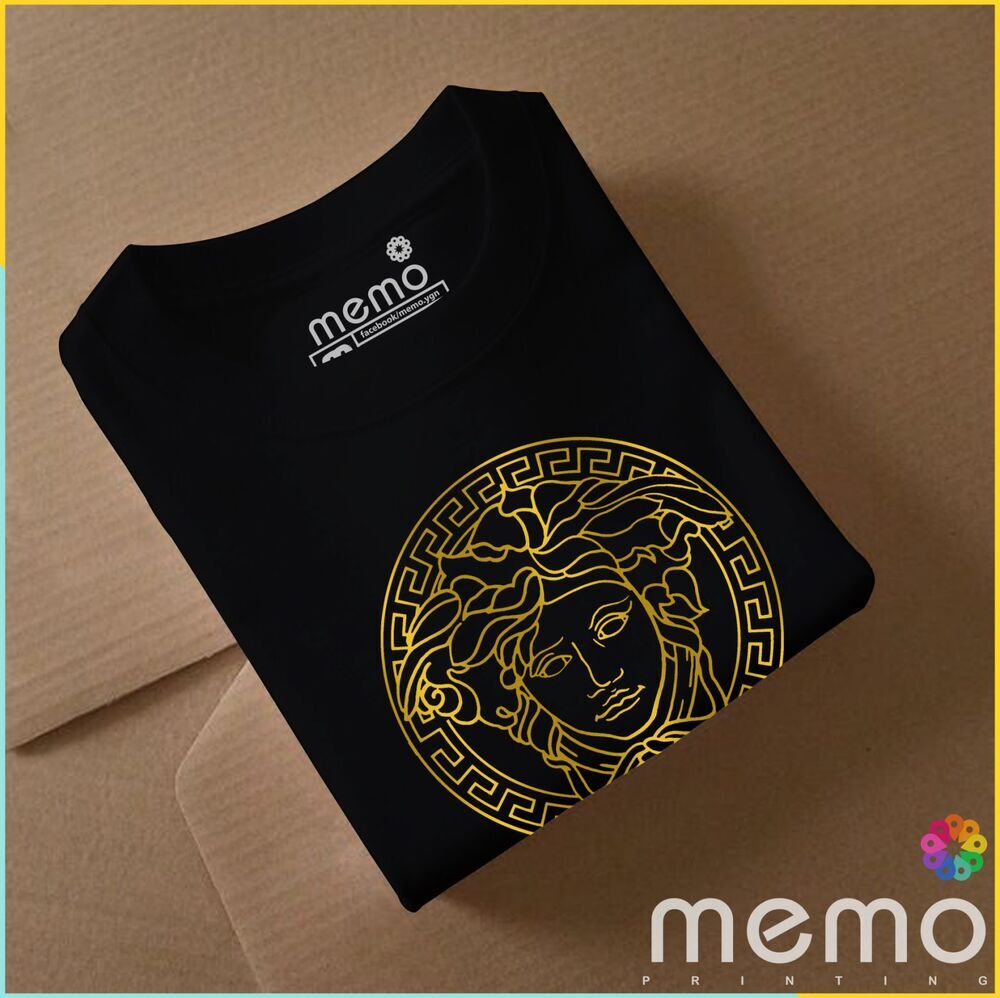 memo ygn Versace unisex Printing T-shirt DTF Quality sticker Printing-Black (Medium)