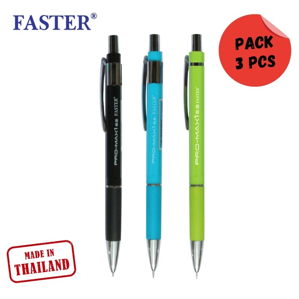 Faster Mechanical Pencil 0.5 Mm, (Black,Blue,Lime Green Pack/3Pcs) MC12-1