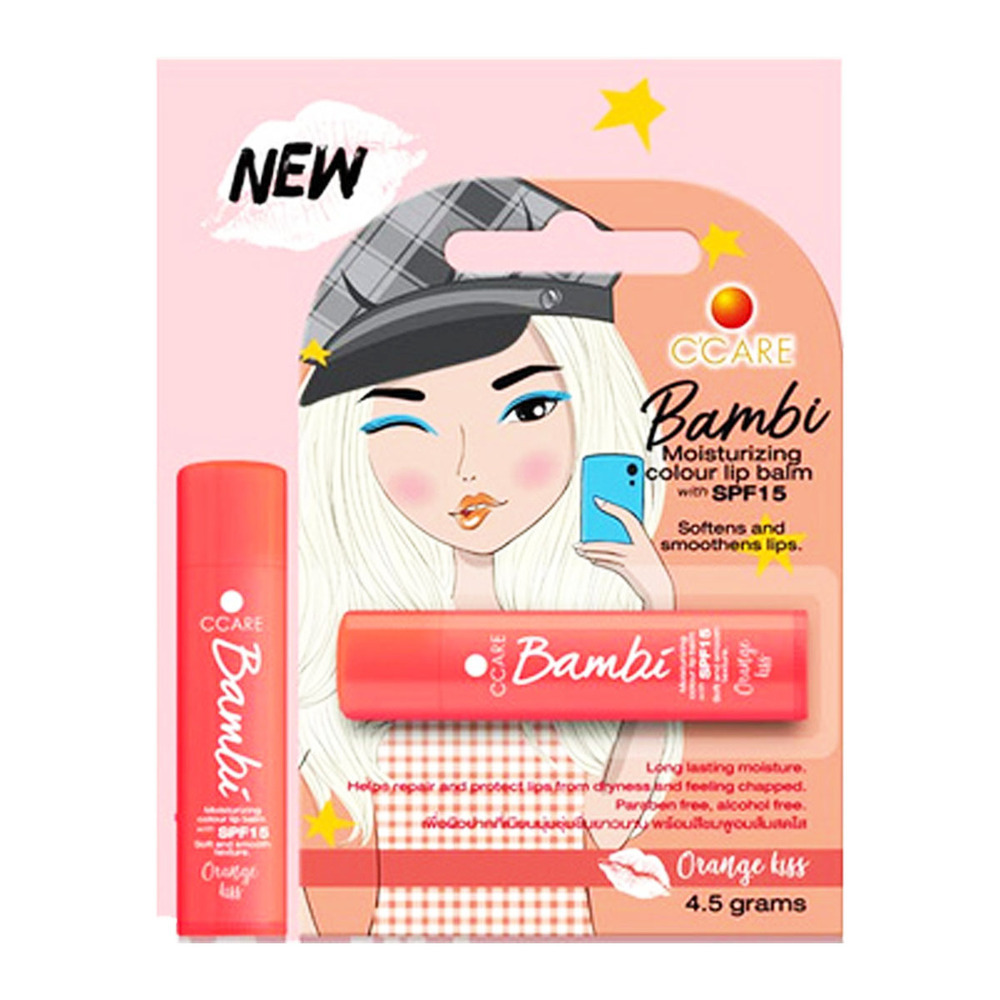 C'Care Bambi Moisturizing Colour Lip Balm SPF15 4.5G (Orange Kiss)