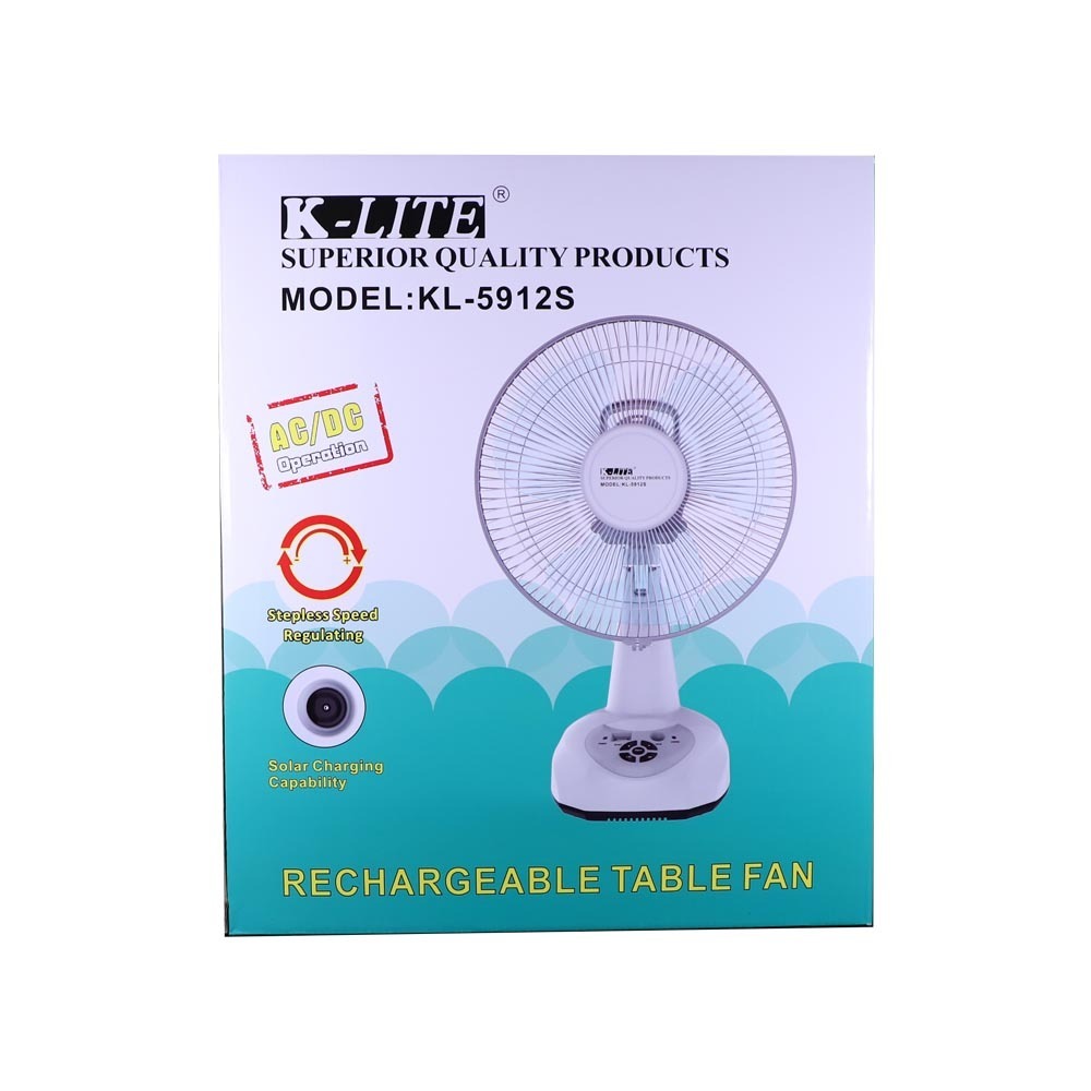 K-Lite Rechargeable Table Fan 12IN  KN-5912S