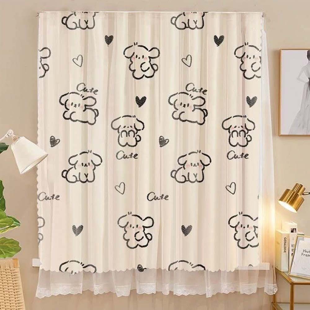 Beauty House Double-Layer Self-Adhesive Window Curtain 1PC Random