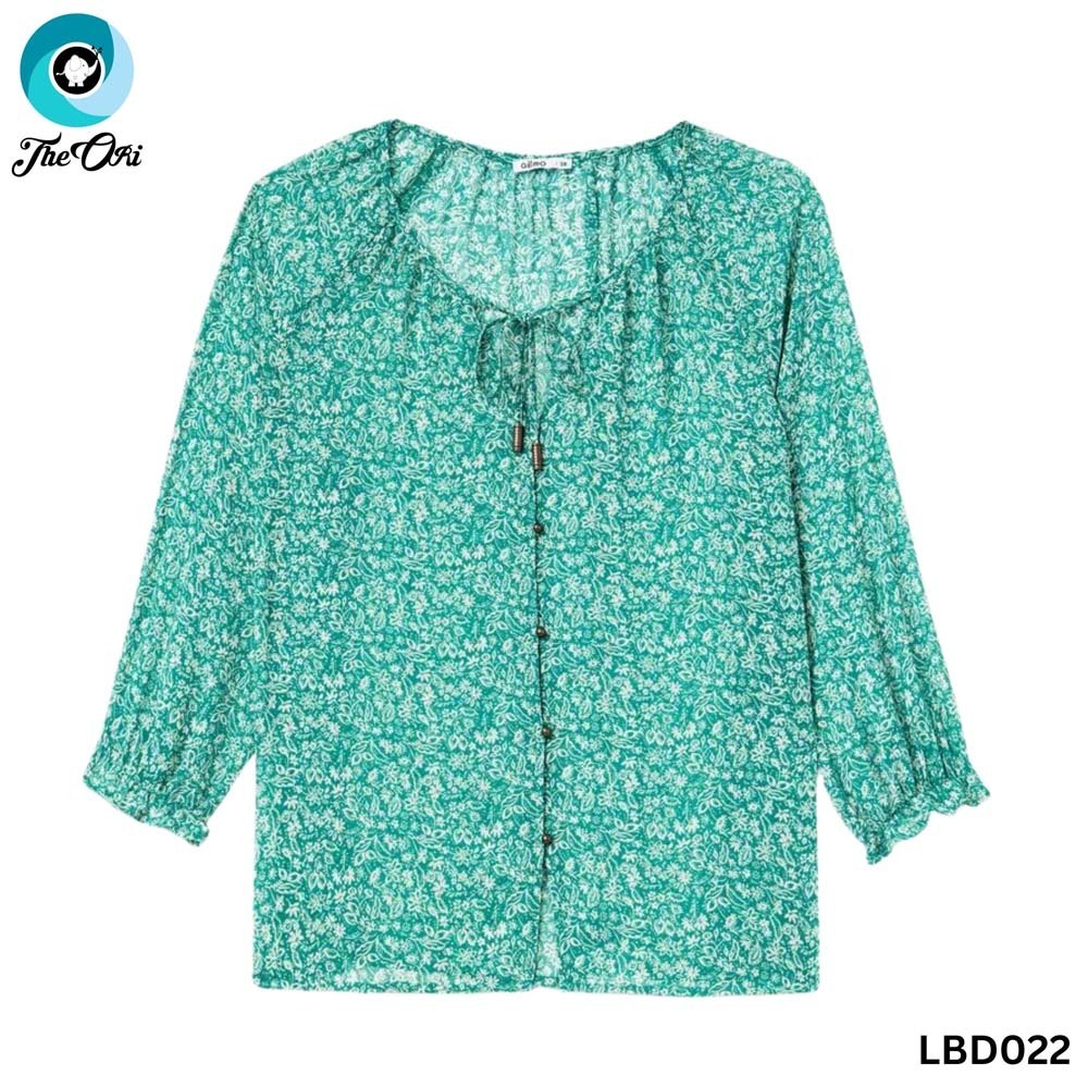 The Ori Women Long Sleeve Top LBD022 Light Green Floral (Large-44)