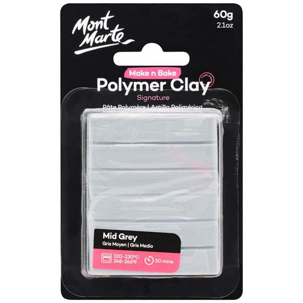 MM Make N Bake Polymer Clay 60G - Mid Grey