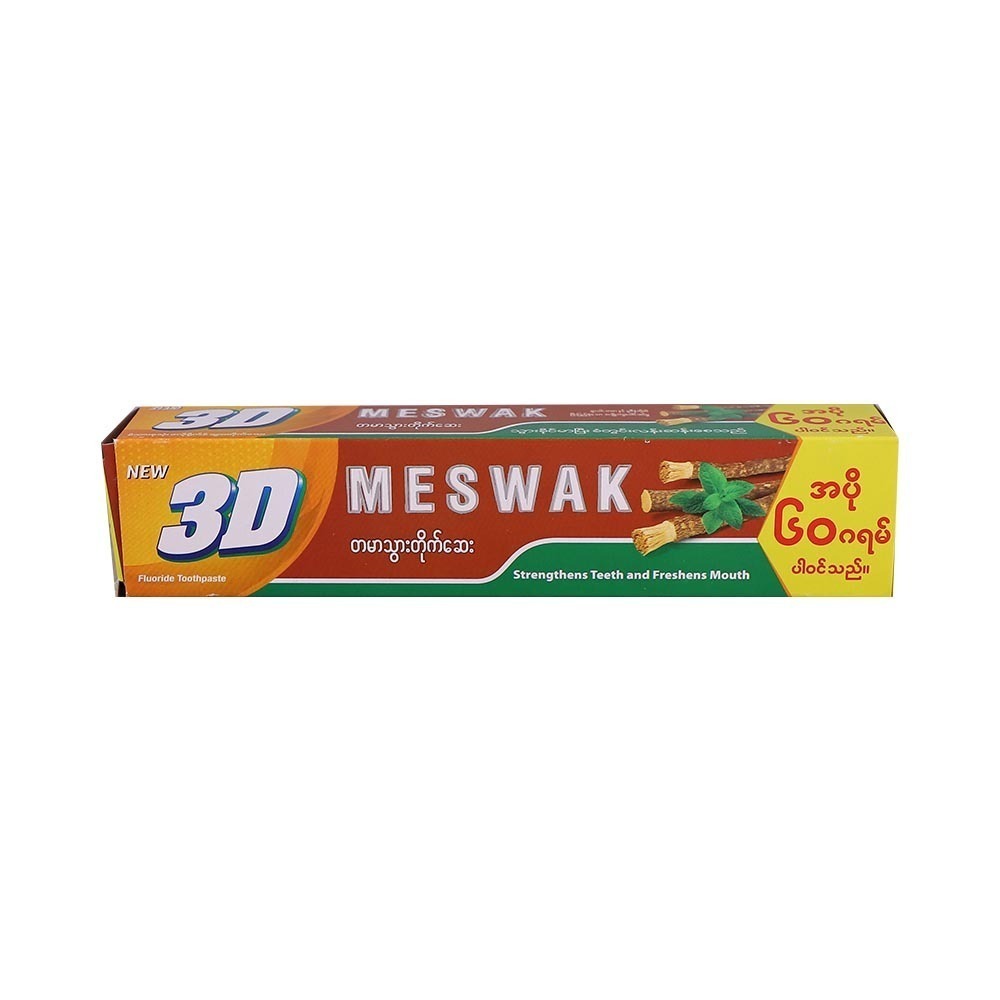 3D Meswak Strengthens Teeth and Freshens Mouth Fluoride Toothpaste 160G