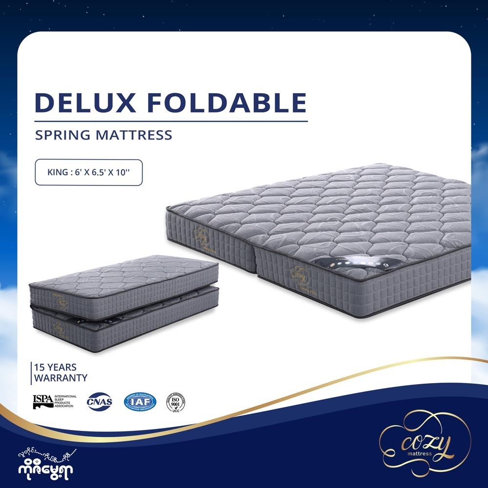 Deluxe Foldable Mattress King (6'x6.5"x10") Gray