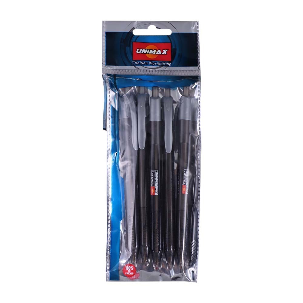 Unimax Click Ball Pen Trio RT Black 5PCS