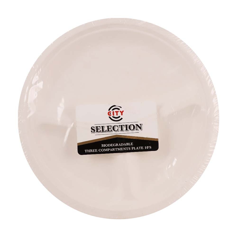 City Selection Biodegradable 3 Comp Plate 10PCS