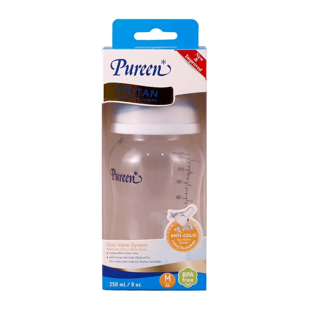 Pureen Feeding Bottle Wide Neck Tritan 8OZ