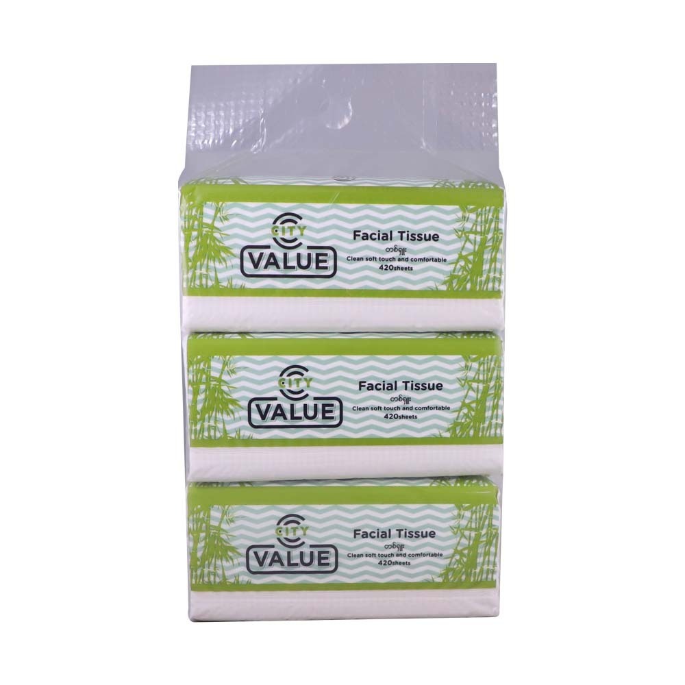 City Value Facial Tissue 3Ply 420 Sheetsx3PCS