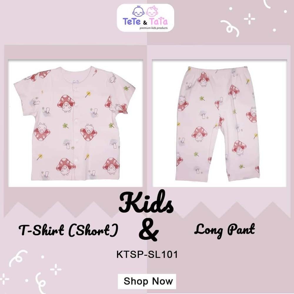 Te Te & Ta Ta T Shirt Short Sleeves & Long Pants Pink (2Pcs/1Set) KTSP-SL101