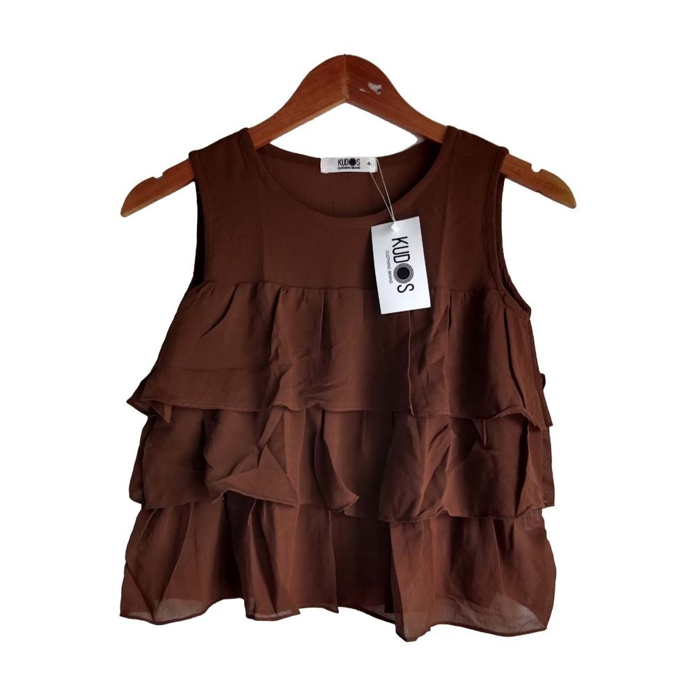Kudos Floral Chiffon Woman Blouse Brown B-002 Medium