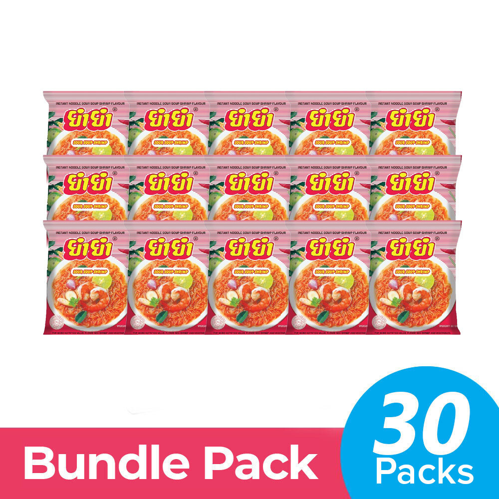 Yum Yum Instant Noodle Sour Soup Shrimp 60Gx30PCS