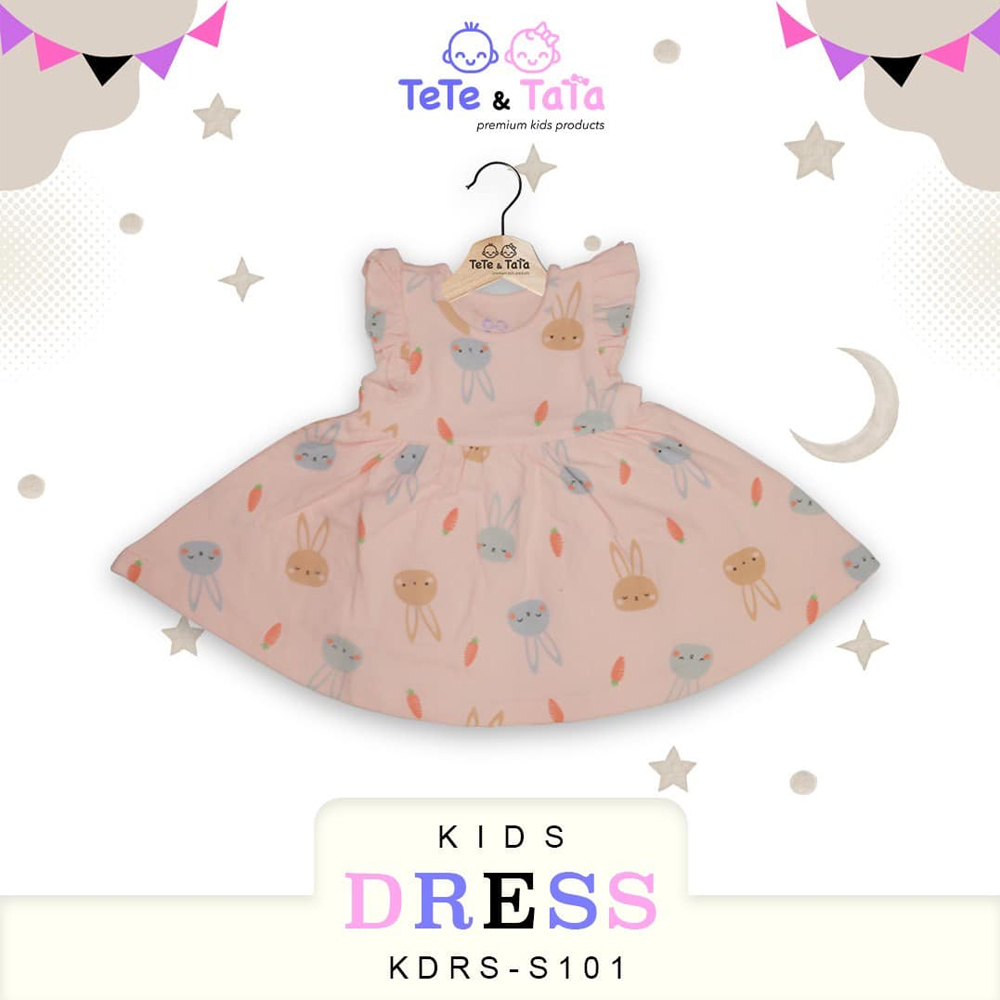 Te Te & Ta Ta Girl Short Sleeves Dress Pink 9-12 Months (1Pcs) KDRS-S101