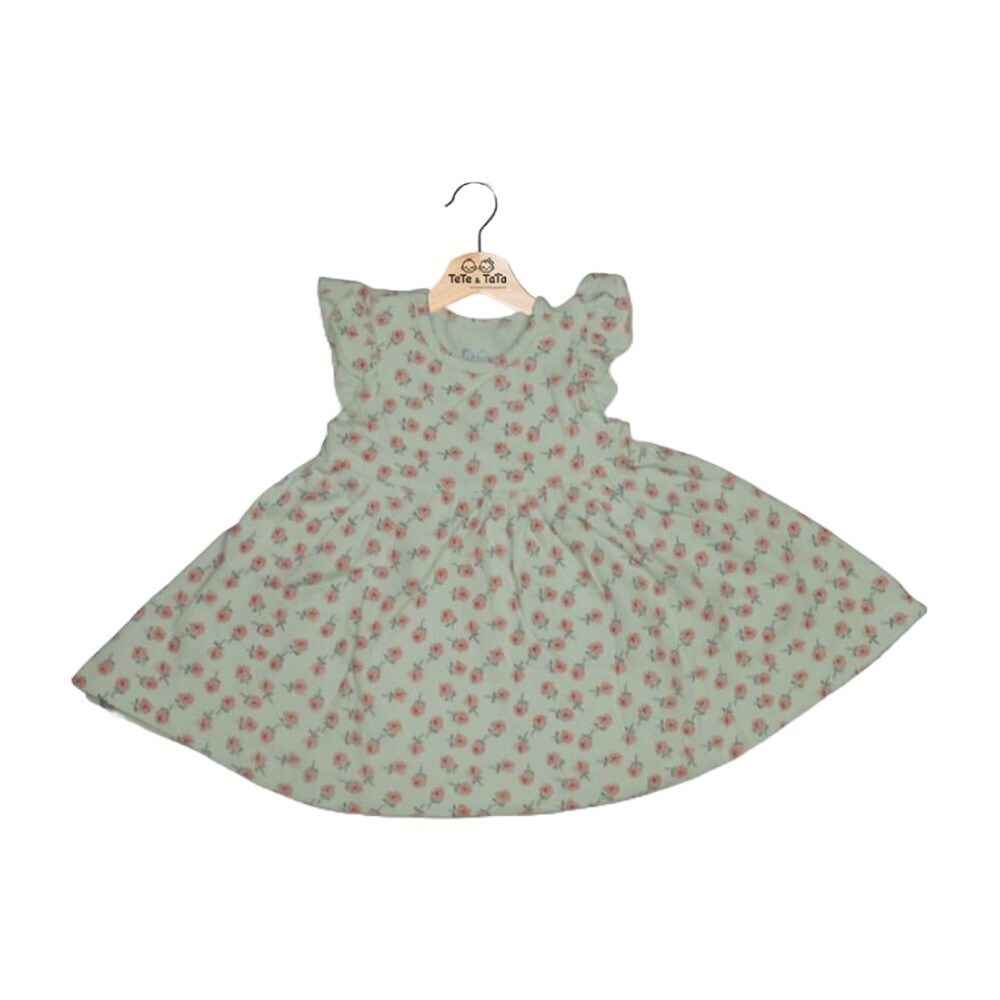 Te Te & Ta Ta Girl Short Sleeves Dress Green 9-12 Months (1Pcs) KDRS-S101
