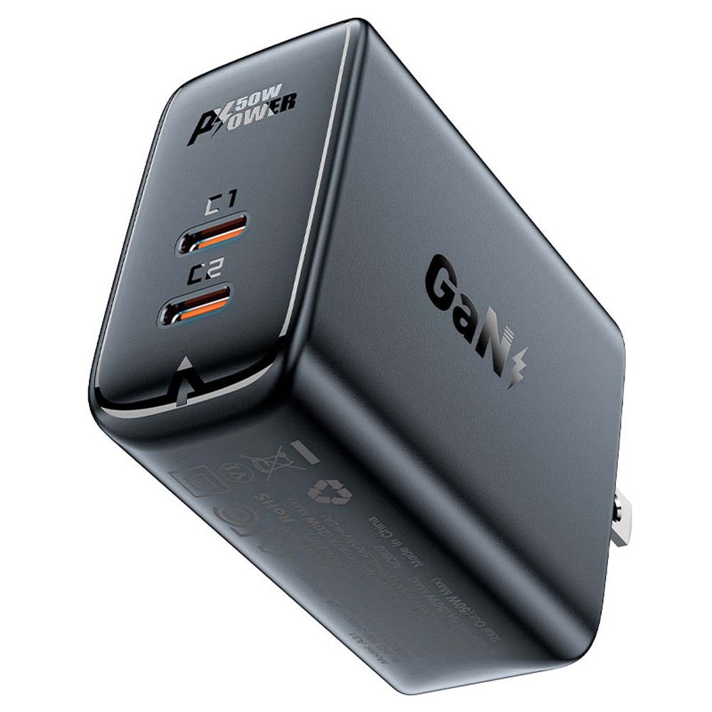 Acefast A31 Pd50W Gan (USB-C+USB-C) Dual Port Charger 27050002 Black