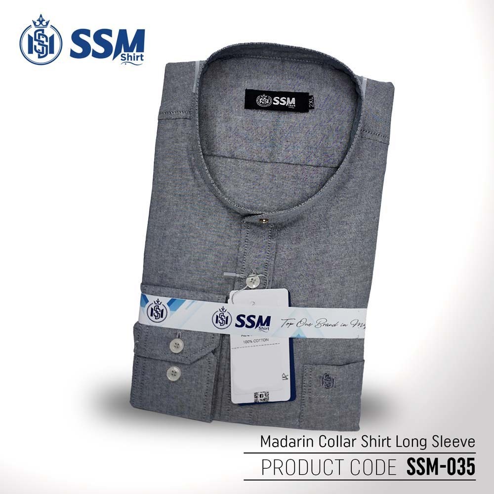 Madarin Collar Shirt Long Sleeve SSM-O-M-L-035 (Dark Gray) Extra Large