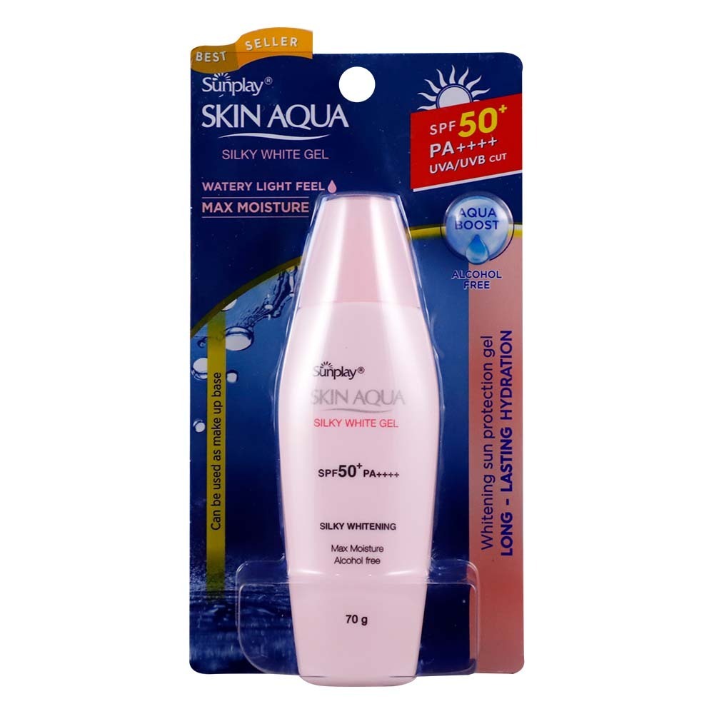 Rohto Sunplay Skin Aqua Silky White Gel Sunscreen SPF 50+ PA++++ 70G