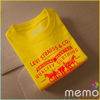 memo ygn Levi strauss & co. unisex Printing T-shirt DTF Quality sticker Printing-White (Large)