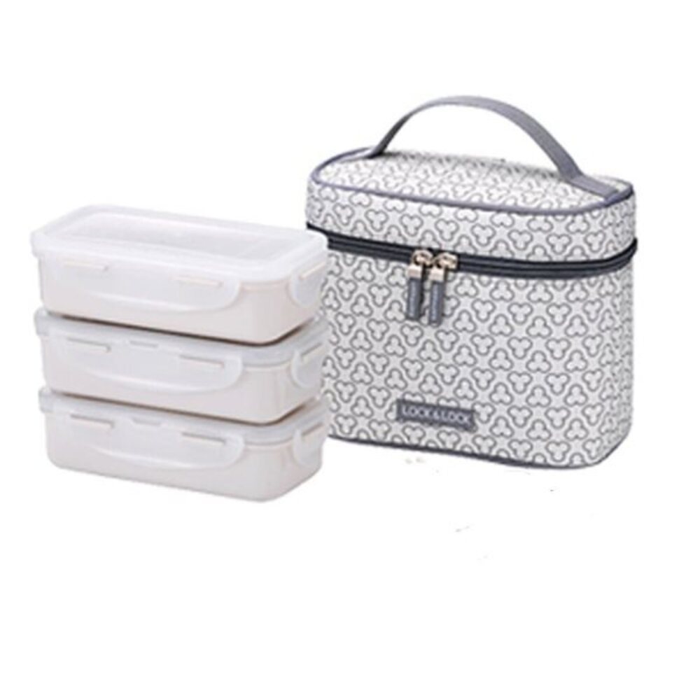 HPL754CIS Lock & Lock Lunch Box Clover Pattern With Bag HPL752, HPL754, HPP700 (Ivory)