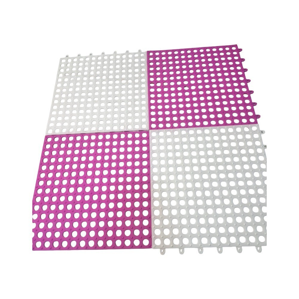 Bathroom Floor Mats New (1Pack x 4PCS) KPTBPC00058 (White+Pink)