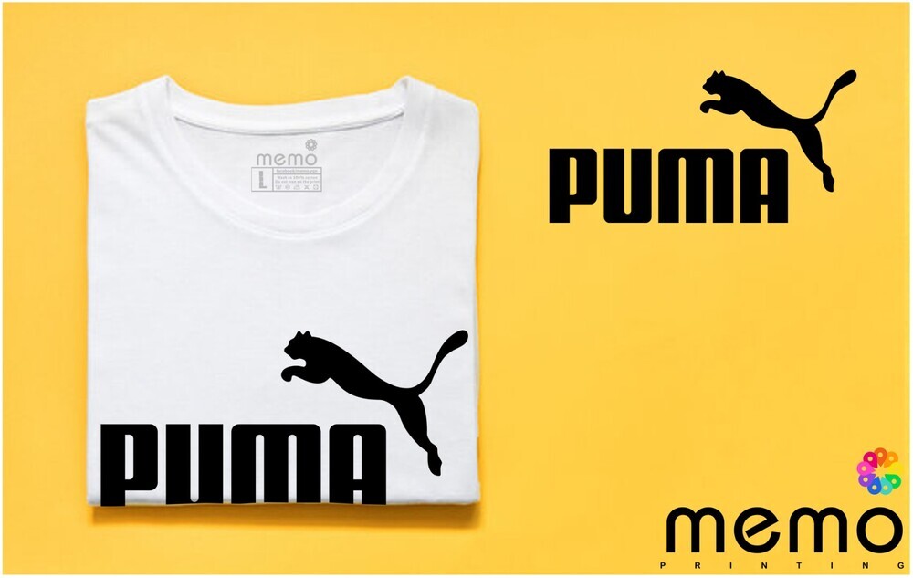 memo ygn Puma unisex Printing T-shirt DTF Quality sticker Printing-White (Small)