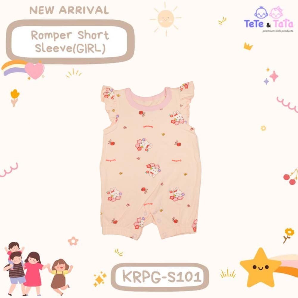 Te Te & Ta Ta Girl Romper Short Sleeves Pink 3-6 Months (1Pcs) KRPG-S101