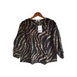 Kudos Floral Chiffon Woman Blouse Black B-013 Large