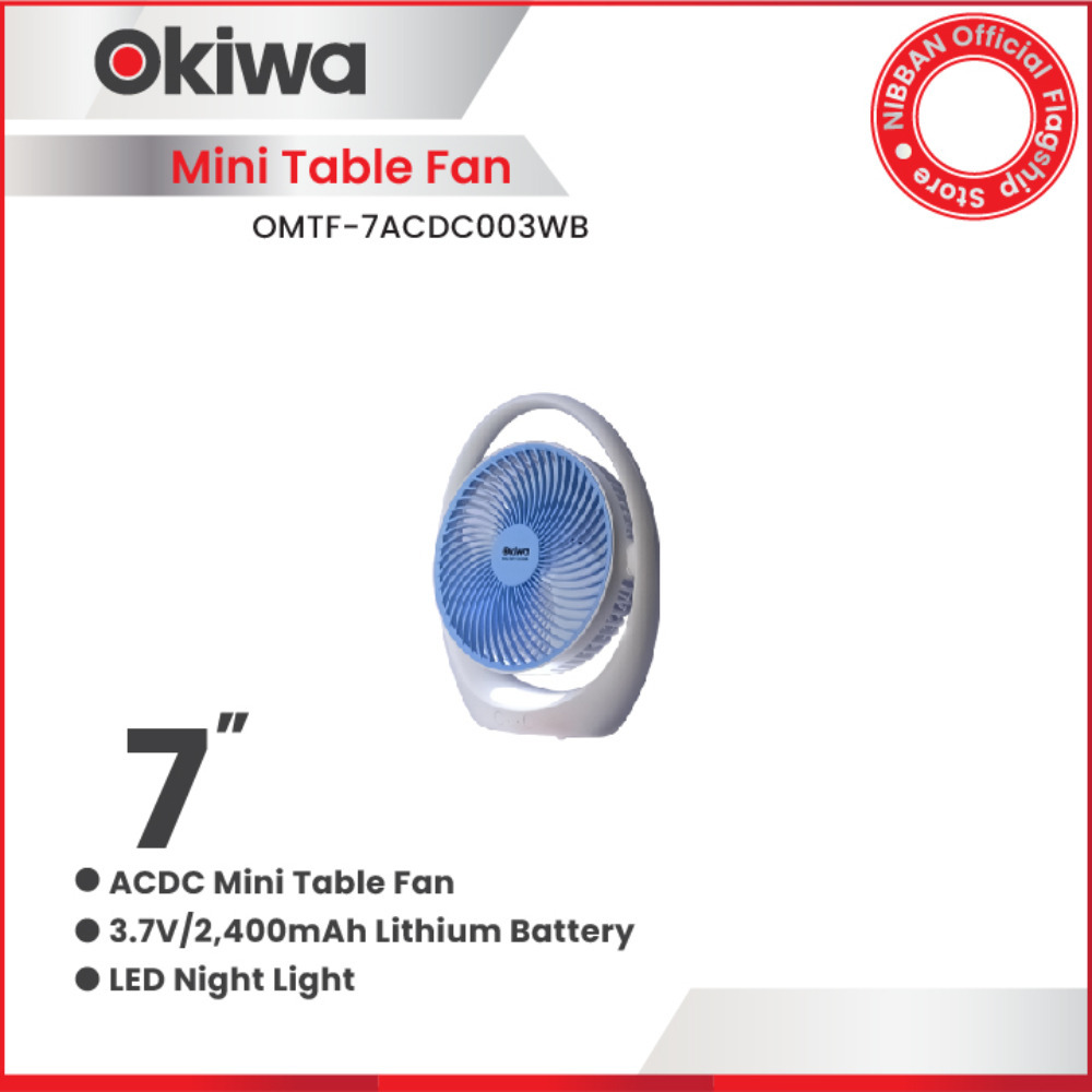 OKIWA 7 Inches Rechargeable Mini Fan OKMTF-7ACDC003WB/WG