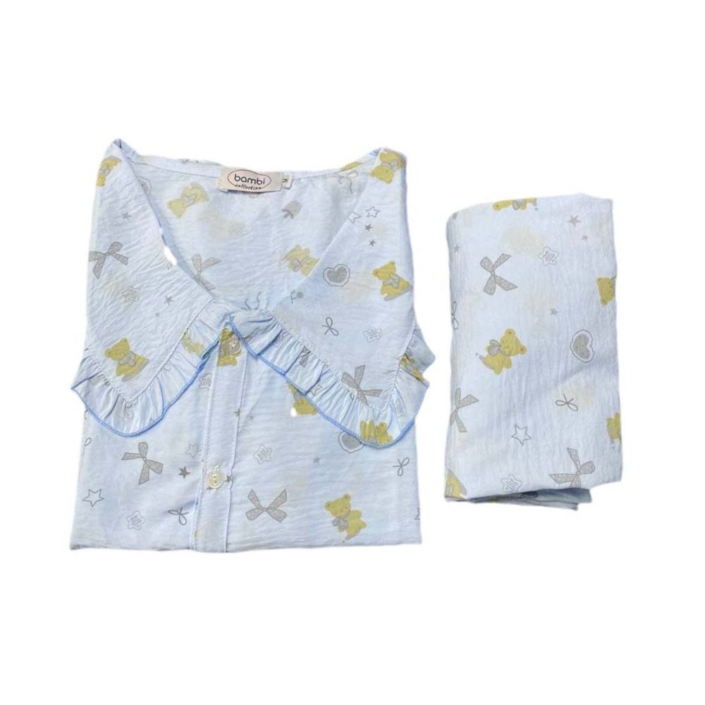 Bambi Womenwear Cottonpuff Oneset S/L Blue AA0059 Medium