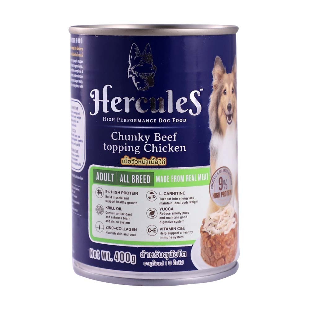 Hercules Dog Wet Food Beef Topping Chicken 400G