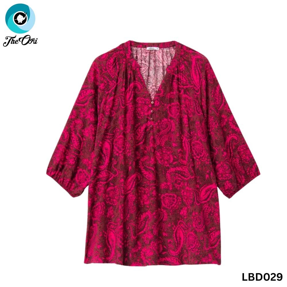 The Ori Women Long Sleeve Top LBD029 Red Floral (Medium-48)