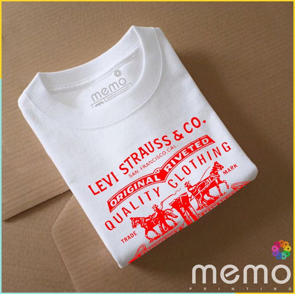 memo ygn Levi strauss & co. unisex Printing T-shirt DTF Quality sticker Printing-White (Medium)