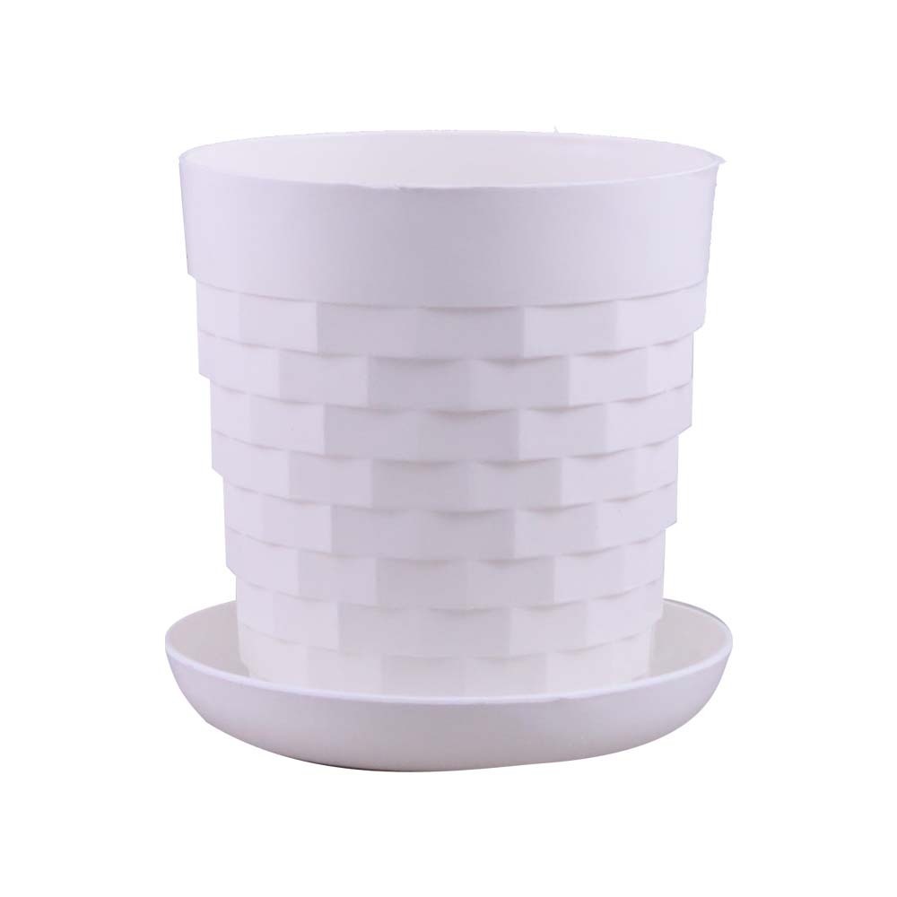 Plastic Flower Pot With Base 10x7x10.5CM No.1601