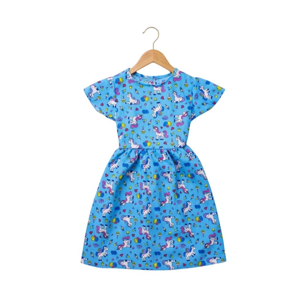 Khay May Flower Dress Blue Large (3-5yrs)