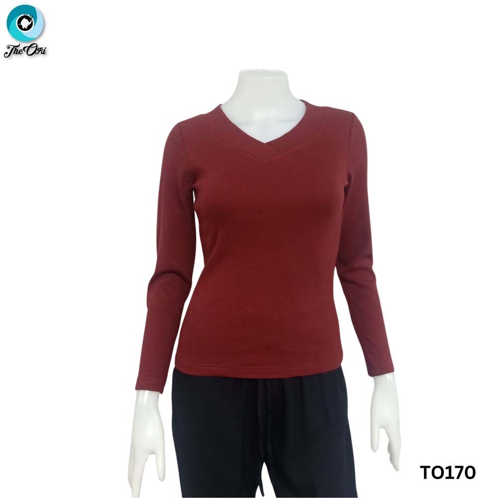 The Ori Women Long Sleeve Top Red TO126A Extra Small