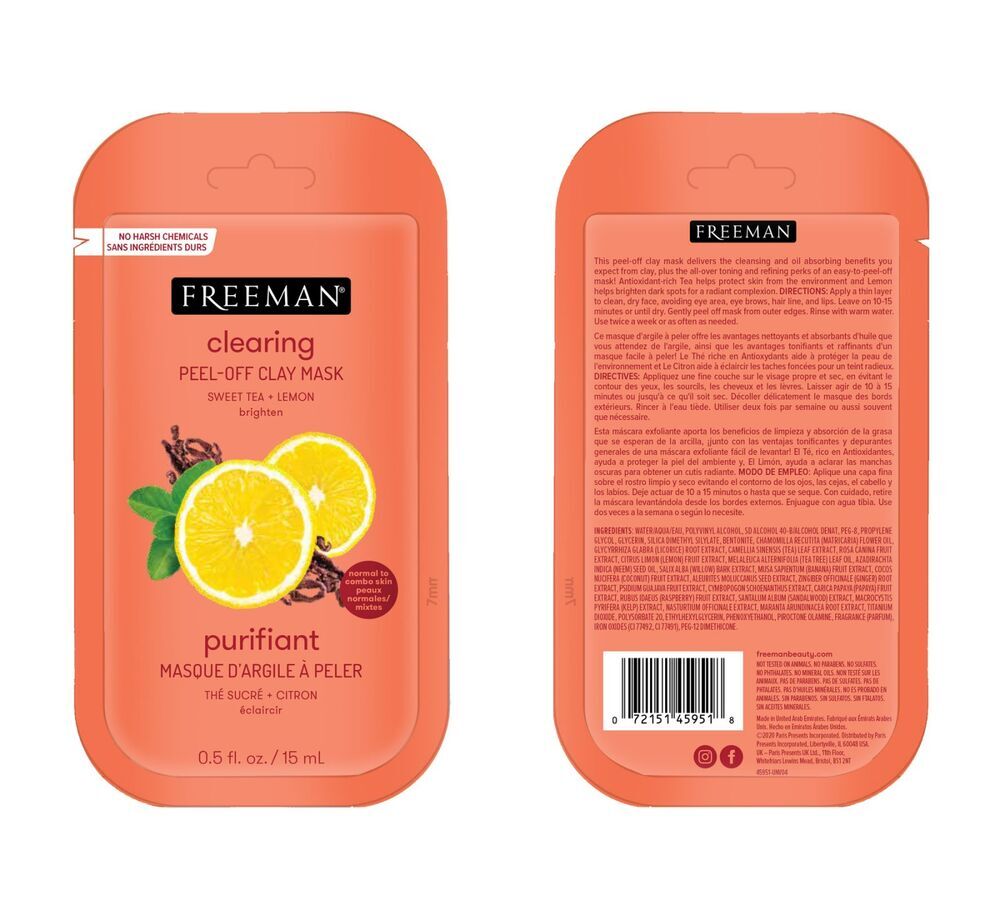 Freeman Sweet Tea & Lemon Peel-Off Clay Mask (0.5OZ, 15ML)