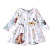 Baby Girl Animals And Plants Print White Long-Sleeve Dress (18-24 Months) 19950551