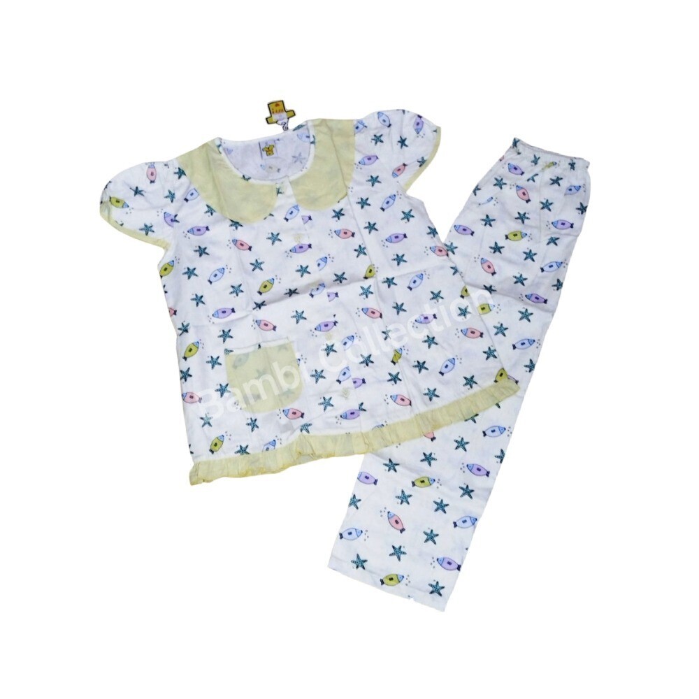 Bambi Baby Night Wear Silk Cotton One Set BAMBI_BABY07_7 Yellow (7 Years)