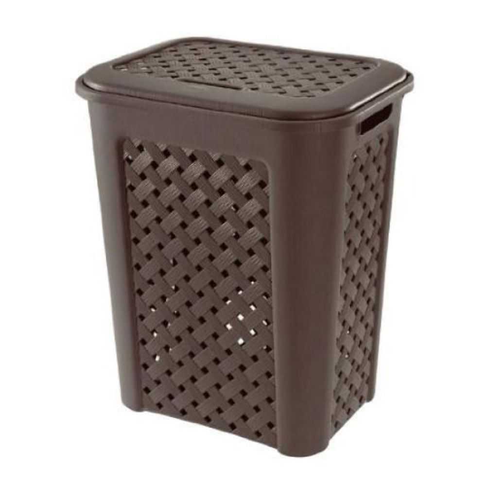 INP909-Br Lock & Lock Arianna Laundry Hamper With Lid 50LTR (Black)