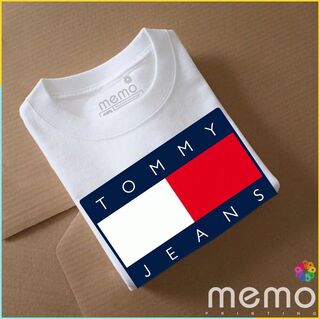 memo ygn Tommy Jeans unisex Printing T-shirt DTF Quality sticker Printing-Red (Medium)