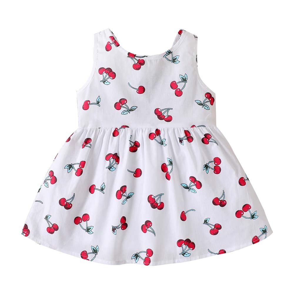 Cherry Print Backless Sleeveless Baby Dress (18-24 Months) 19442679