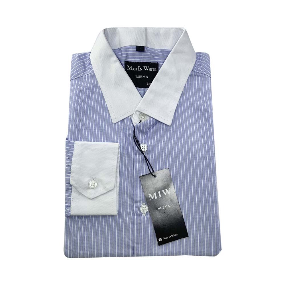 Luxury ကာလာစပ်အပြာအစင်းကြဲရှပ်အင်္ကျီ (L)