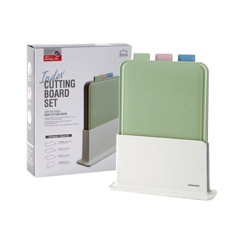CSC251 Lock & Lock Cutting Board Set (Green/Red/Blue-With TRAY+CLB-STD) 5EA