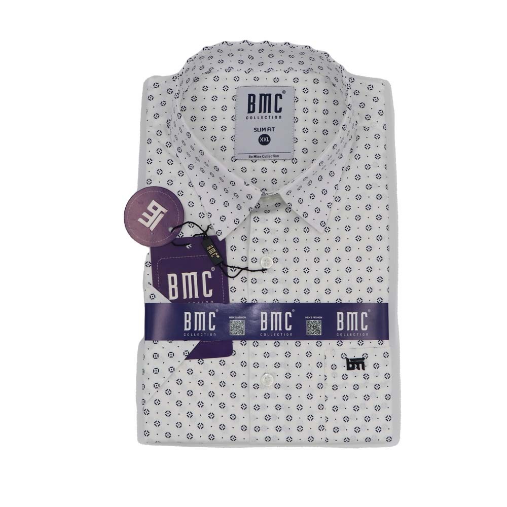 BMC Men Slimfit Shirt Short Sleeve 2310072 White Large