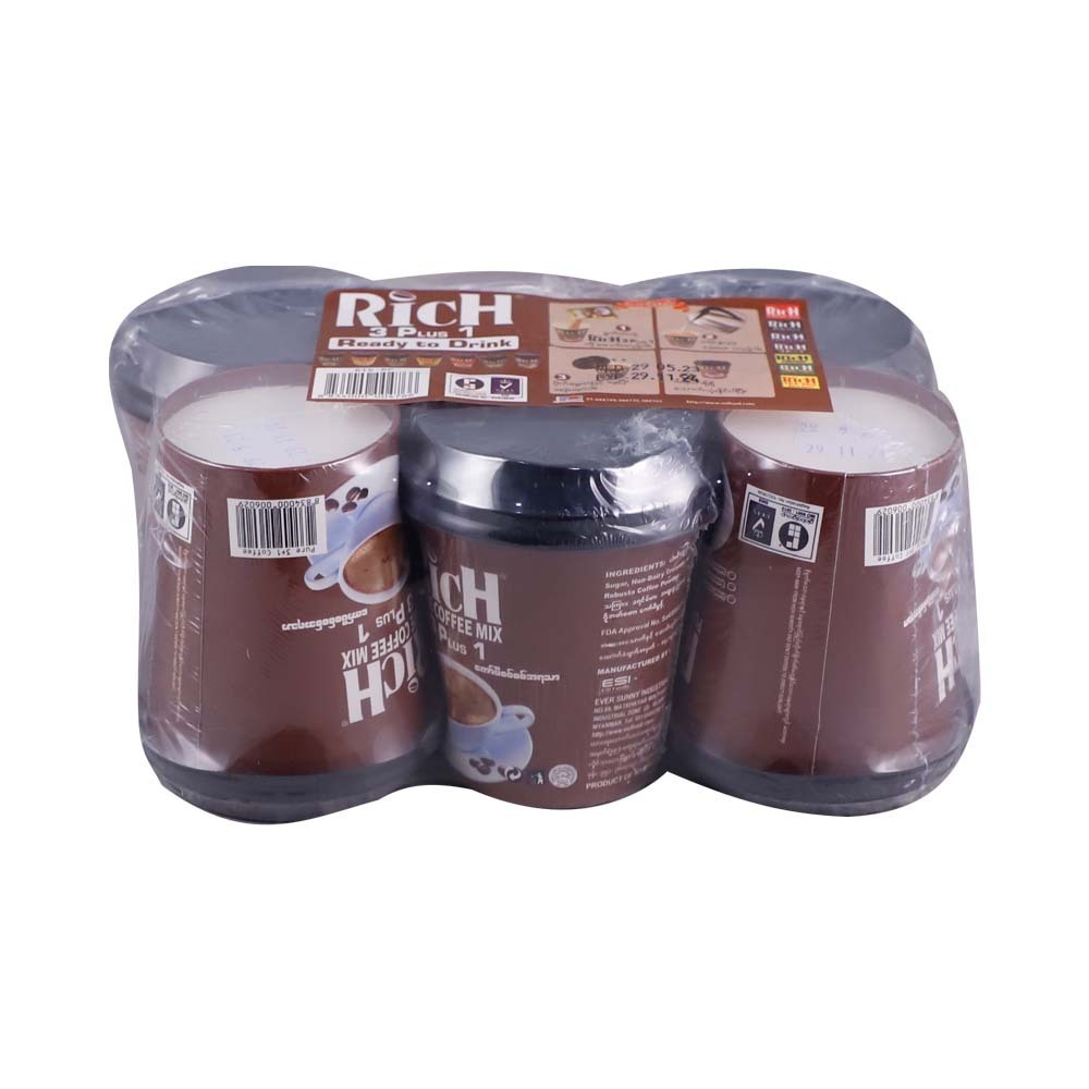 Rich 3 Plus 1 Instant Pure Coffee Mix 20Gx6PCS (Cup)