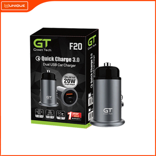 GTCC-F20 Black PD+QC 3.0 Quick Charge Dual USB Car Charger 46 X 25 X 25MM Gray 695992