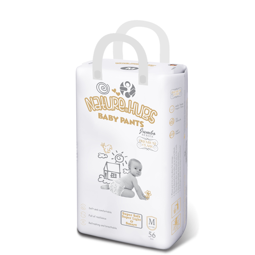 Nature Hugs Baby Diaper Pants Jumbo -M M-56 PCS ( 6-11 Kg ) White